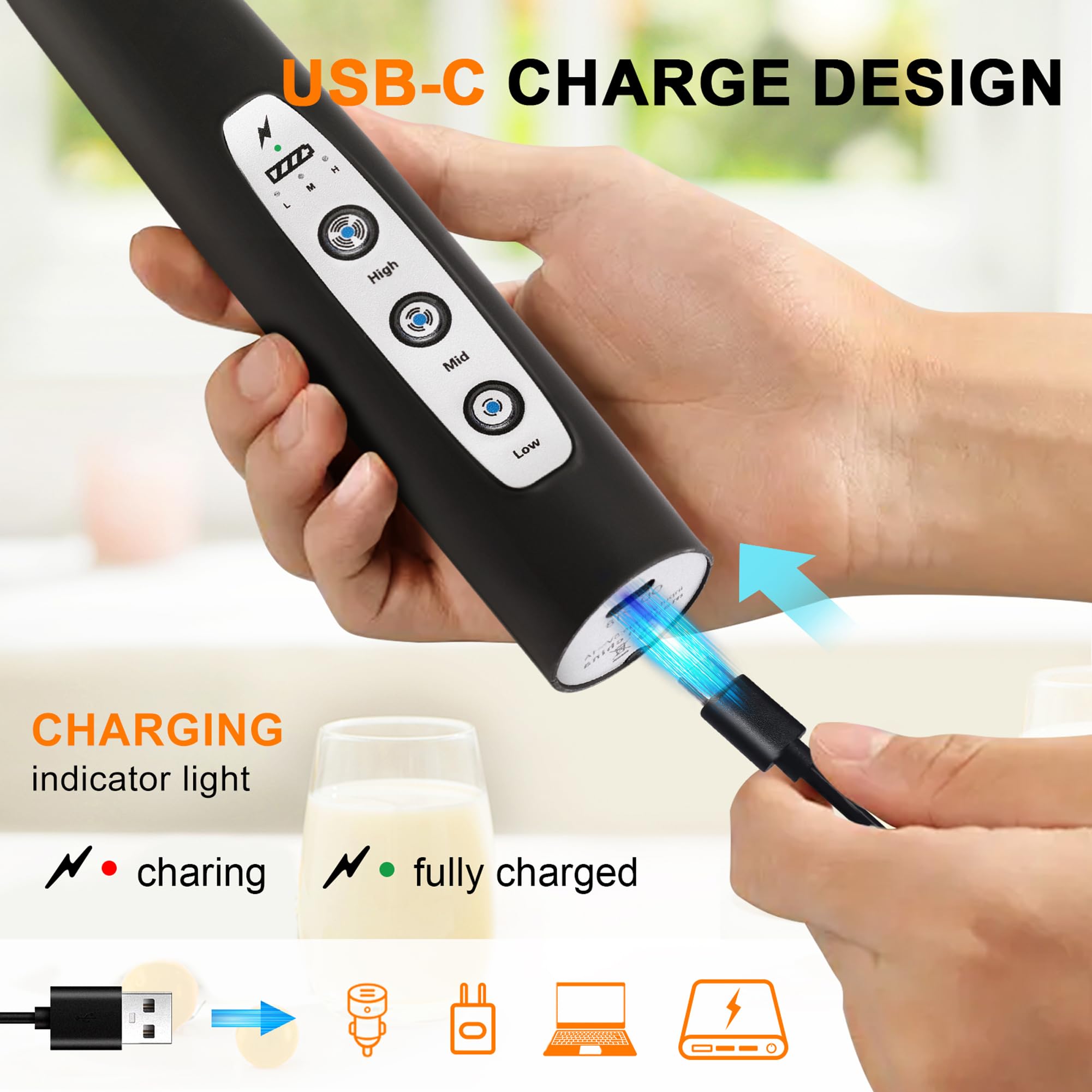 Amazon.com: YUSWKO Handheld Milk Frother Wand for Coffee